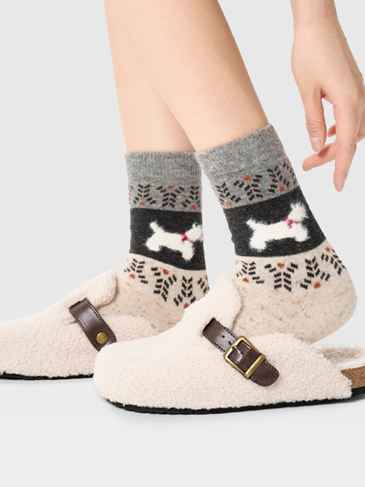 1pr Puppy Pattern Wool Socks