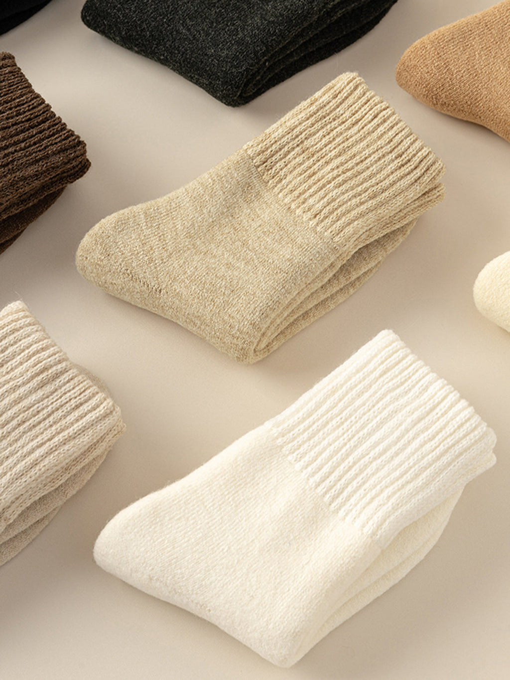 Fuzzy Wool-Blend Crew Socks